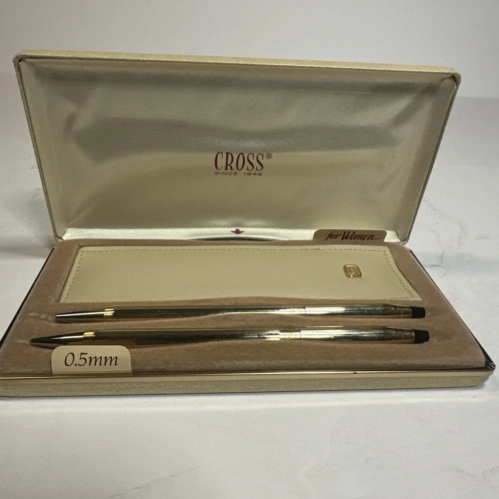 Vintage Cross For Women 1/20 10kt Gold Filled Pen & Pencil Set w/ Pouch & Case